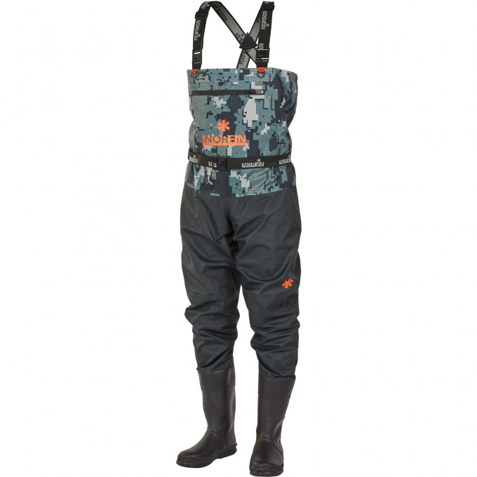Полукомбинезон забродный NORFIN PILOT CAMO BOOTFOOT р.43-M-S с сапогами резина 83400-43-M-S